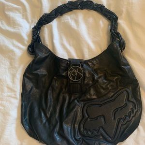 FOX RACING BLACK LEATHER HANDBAG